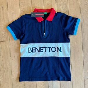 United Colors Of Benetton Kids Polo Shirt - Red, Blue, White NWT